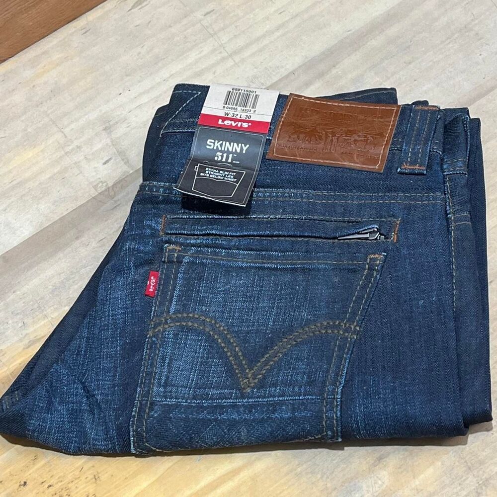 Levi-s Men's Navy and Blue Jeans